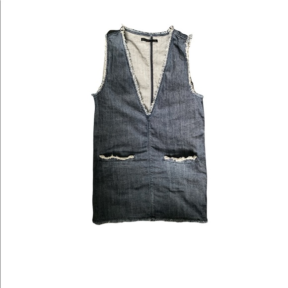 NWT AllSaints Frayed Reika Dress Sleeveless blue sz M - Picture 2 of 5
